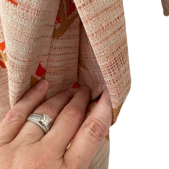 Herbert Levy Vintage 1940s Bird Print Orange Brown Textured Dress Pleats large - Picture 9 of 12